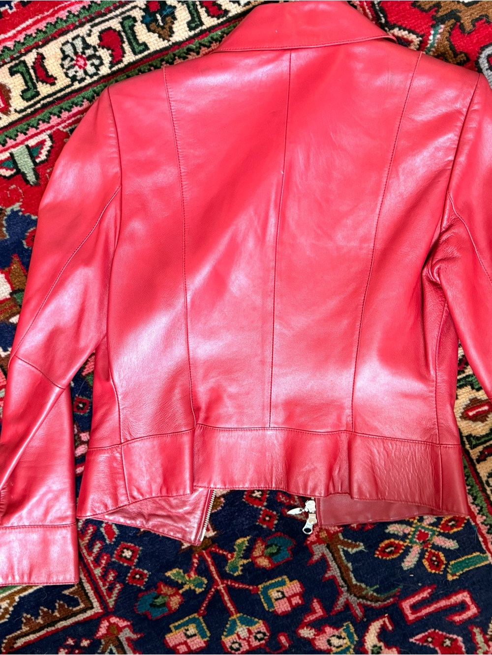 🍁🔥Classiques Entier Nordstrom Red Leather Zip-Front Jacket - Picture 7 of 9
